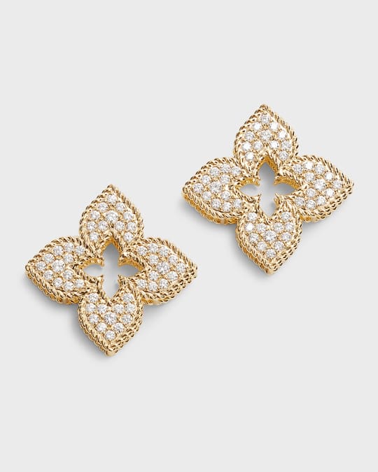 18K Yellow Gold Venetian Princess Diamond Earrings 20mm