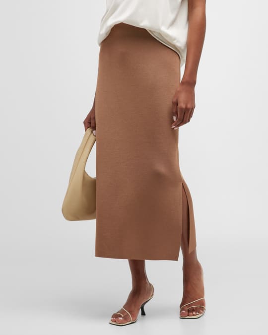Vince Ribbed Knit Midi Skirt Neiman Marcus