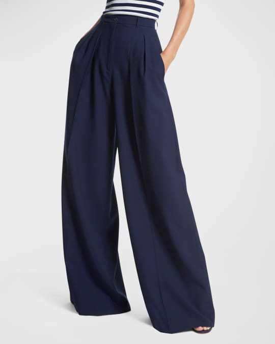 Miki High-Waist Pleated Wool Trousers