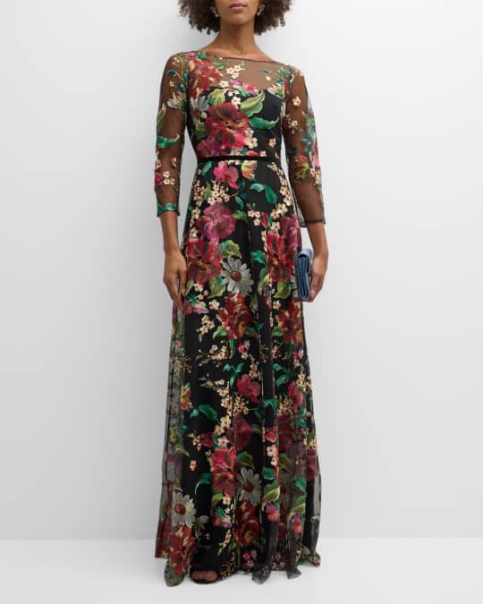 Marchesa notte pink metallic floral dress sales