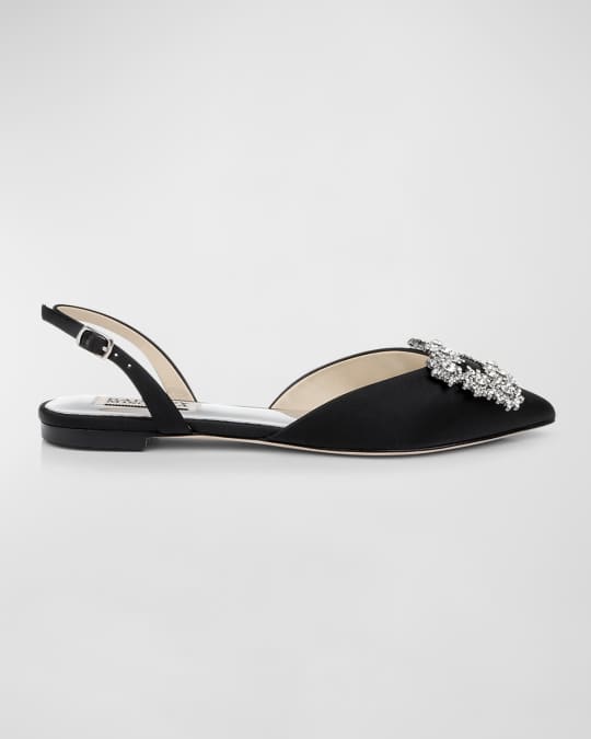 Saga Glitter Crystal Ornament Slingback Flats