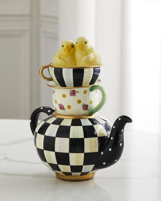 MacKenzie Childs Courtly Chickatee Teapot Neiman Marcus