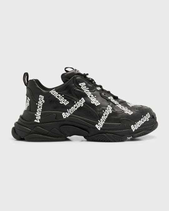 Balenciaga Men s Triple S Allover Logo Sneakers Neiman Marcus