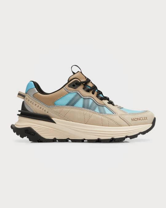 【MONCLER】LITE RUNNER SNEAKERS Moncler - Lite Runner Suede-Trimmed Perforated Leather