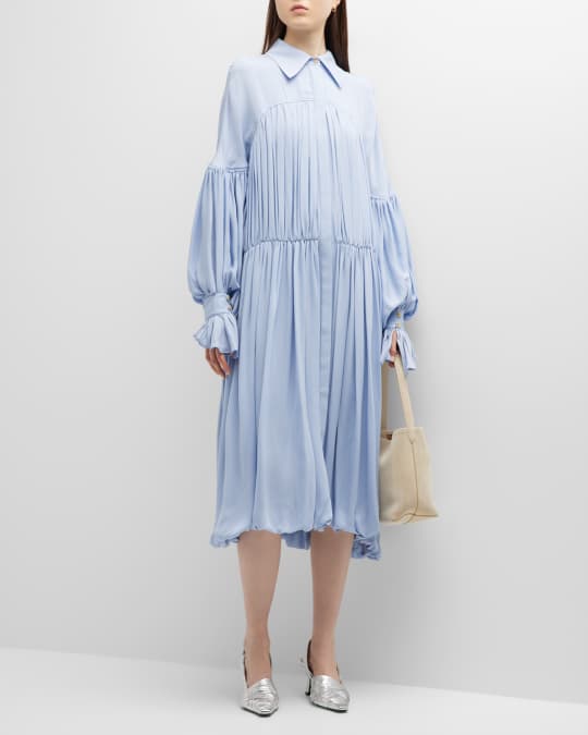 khaite blue dress Khaite Long Periwinkle Pleated Silk Dress sz 12 l Michael's Luxury  Consignment – Michael's Consignment NYC main image 0