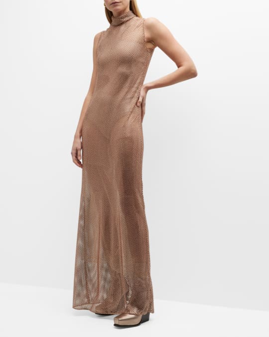 Stella McCartney Crystal Mesh Turtleneck Sleeveless Maxi Dress | Neiman  Marcus