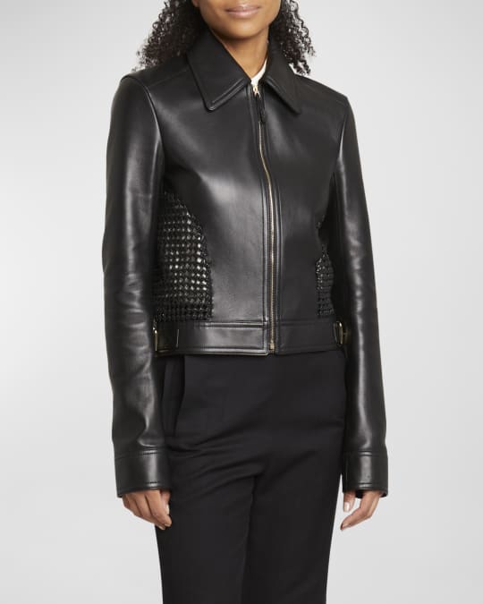 Chloe Crochet Cutout Leather Jacket | Neiman Marcus