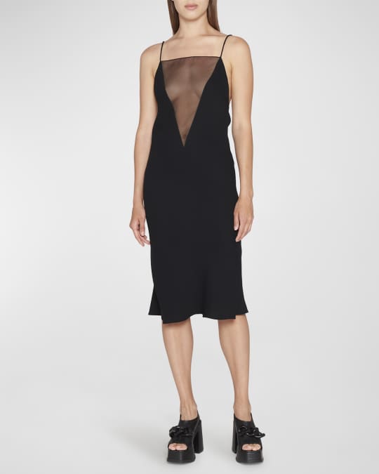 Stella McCartney Plunging Illusion Crepe Midi Slip Dress Neiman
