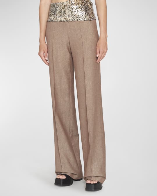 パンツ STELLA MCCARTNEY STRAIGHT LEG TROUSERS IN PLUM WOOL Stella McCartney Straight leg trousers in plum wool | TheDoubleF
