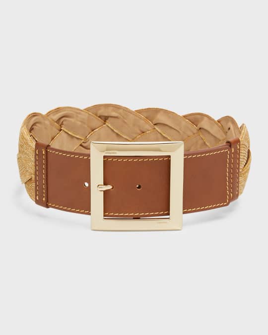 Max Mara Braided Wide Raffia Belt | Neiman Marcus
