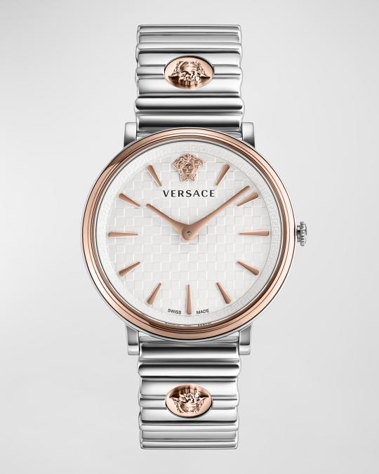 Versace V Circle Logo Bracelet Watch, 38mm Versace V-Circle Blue Guilloché Dial Bracelet Watch, 38mm  main image 4
