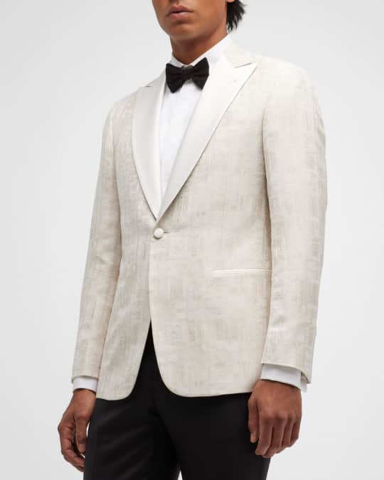 Men s Patterned Linen Blend Dinner Jacket