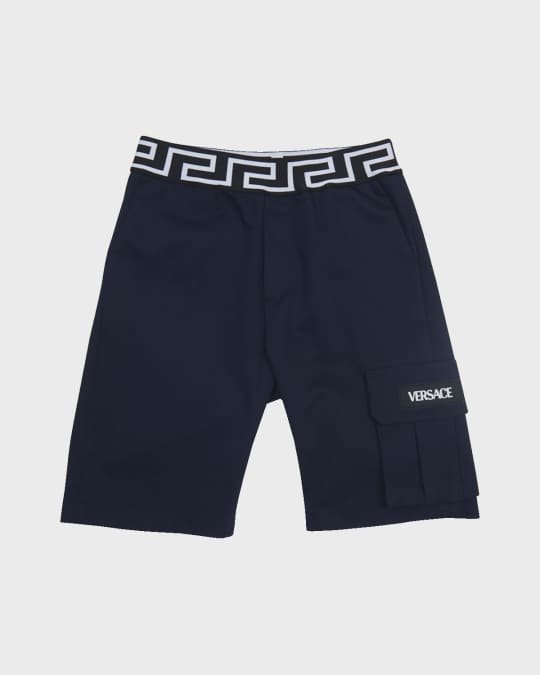 Versace Boy s Greca Waist Gabardine Cargo Shorts Size 8 14