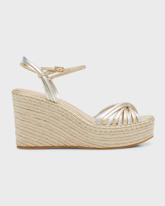 Veronica Beard Ravina Metallic Strappy Wedge Espadrilles | Neiman Marcus