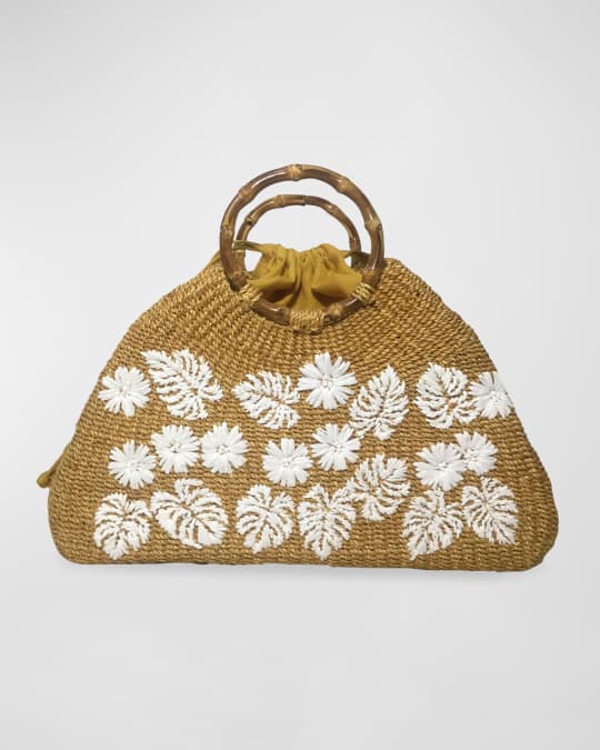 Serpui Emma Flower Embroidered Top-Handle Bag Neiman Marcus