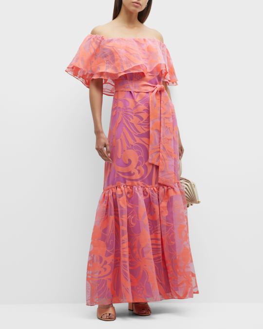 trina turk maxi dress Women's Palm Sleeveless Easy to wear in a soft Kon Tiki Maxi Dress