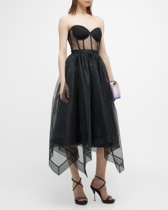corset handkerchief dress Darker Wavs Handkerchief Dress With Vegan Leather Bodice