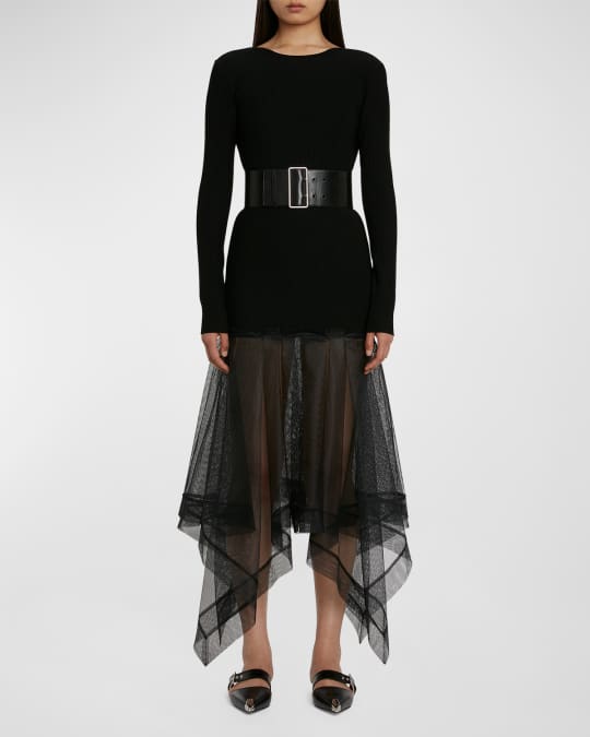 Asymmetric Volume Dress with Organza Skirt
