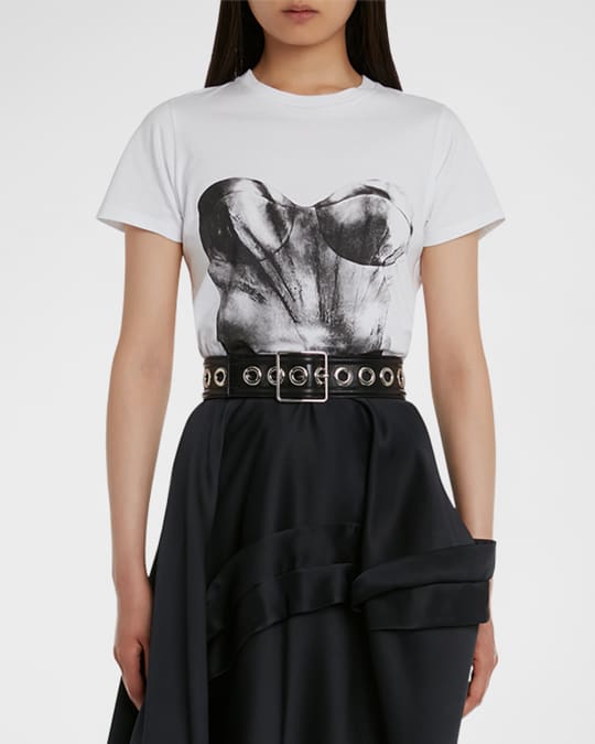 Tシャツ・カットソー alexander mcqueen FW24 CUT AND SEW (804191QLADW 9000) Alexander McQueen Sleeveless Cotton Top $433.00 USD - Biffi