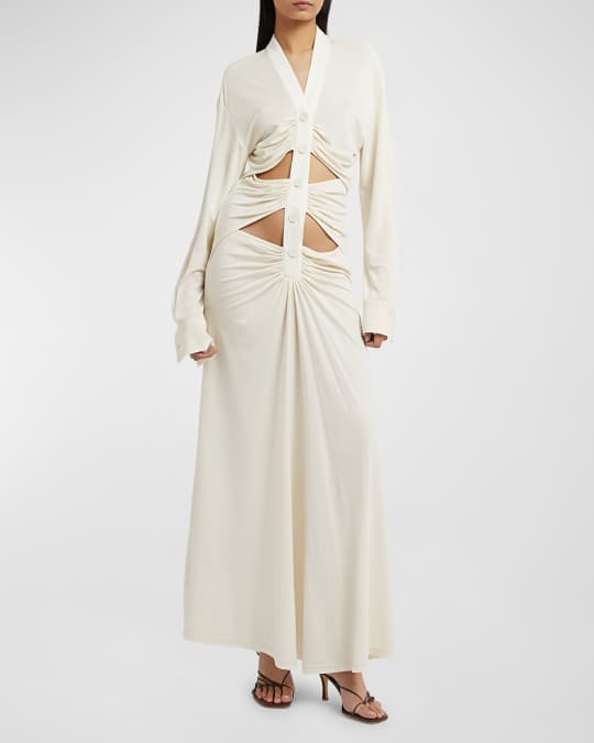Christopher Esber Ruched Cutout Button-Down Jersey Dress | Neiman Marcus