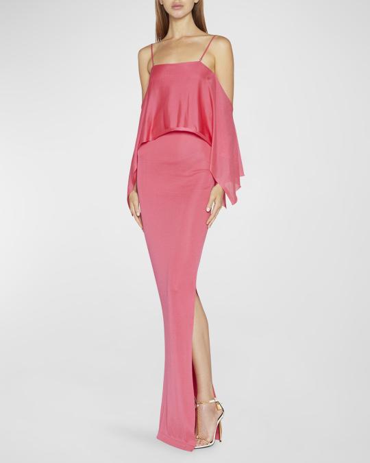 tom ford off shoulder dress OFF THE SHOULDER EVENING DRESS WITH SIDE SLIT