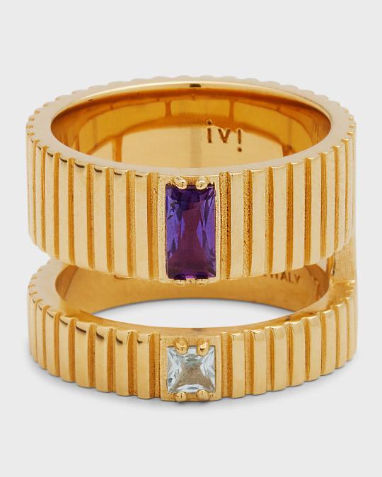 IVI 18K Yellow Gold Vermeil Slot Ring with Stones | Neiman Marcus