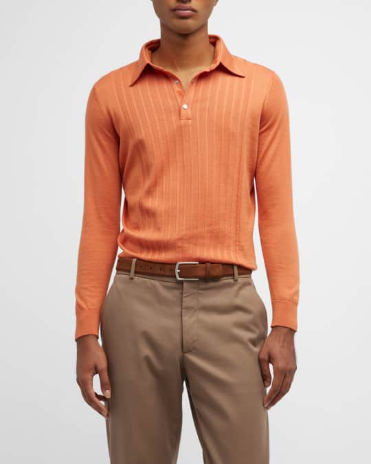 Stefano Ricci Men s Cashmere Silk Polo Sweater Neiman Marcus