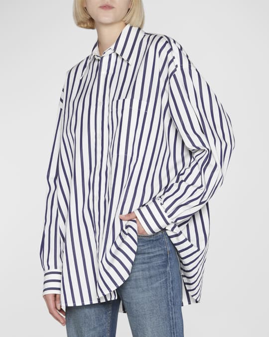 Wide Striped Oversized Collared Shirt
