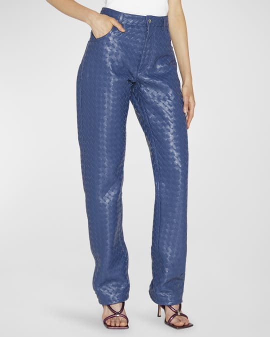 Bottega Veneta Intrecciato Woven Leather Straight Leg