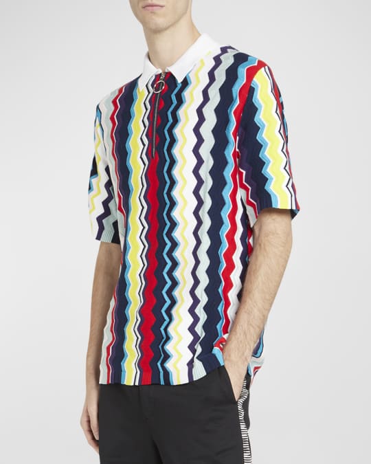 Missoni Men's Vertical Chevron Zip Polo Shirt | Neiman Marcus