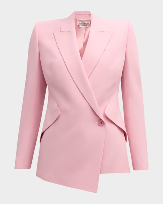 Single Button Blazer Jacket w/ Drop Hem