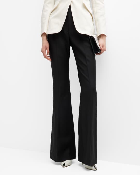 パンツ MCQUEEN Crepe pants Mid-rise flared pants in black - Mc Queen | Mytheresa