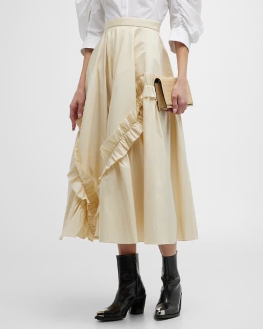 【関送込】MCQUEEN◆MIDI SKIRT Alexander McQueen folded-edge Midi Skirt | Black | FARFETCH