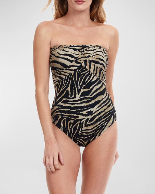 Gottex Wildlife Bandeau Surplice One Piece Swimsuit Neiman Marcus