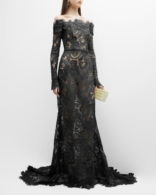 slim fit dress slacks Oscar De La Renta Fall 2008 Hand Painted Black and Gold Strapless Gown –  The Kit Vintage main image 1