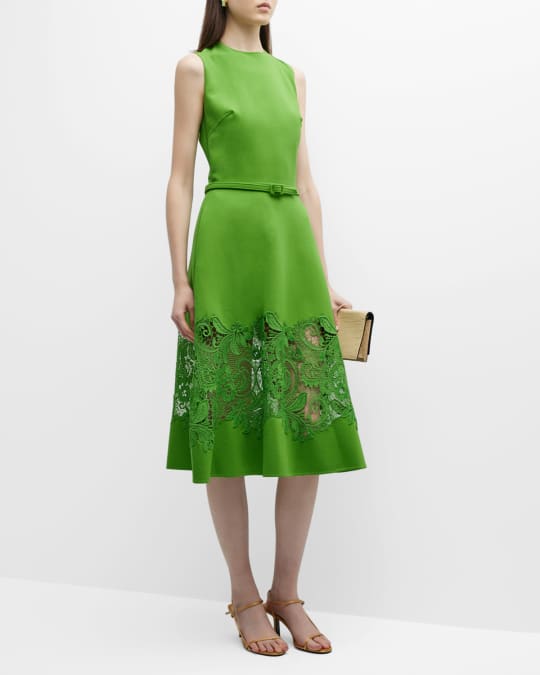 Carolina Herrera Knit Midi Dress with Lace Inset Detail - Bergdorf