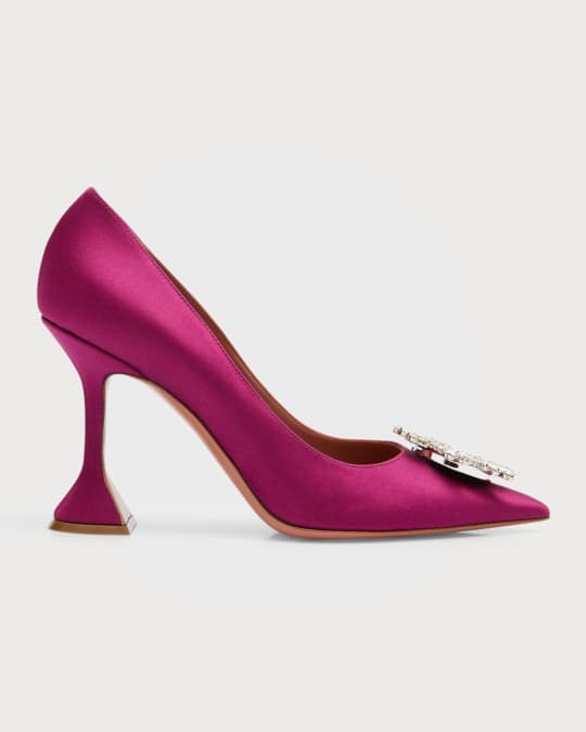 Amina Muaddi Begum Satin Crystal Pumps Neiman Marcus
