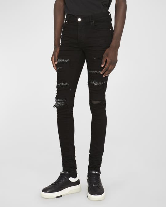 Amiri Men's Faded Skinny Jeans with Staggered Logo - Bergdorf Goodman