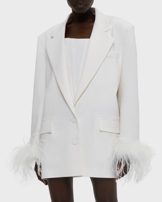 Feather Cuff Single Breasted Blazer