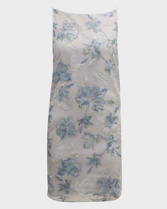 Emporio Armani Floral-Embroidered Bodycon Mini Dress | Neiman Marcus