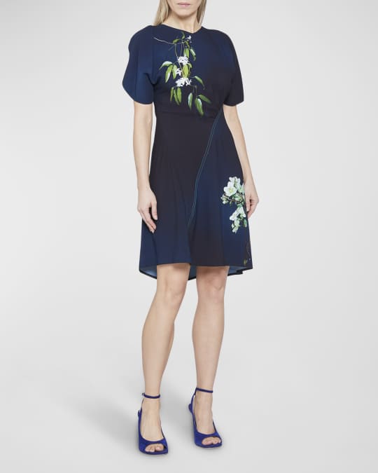 ワンピース Victoria Beckham Floral printed dress Long Sleeve Dolman Midi Dress In Floral Ovation Peach