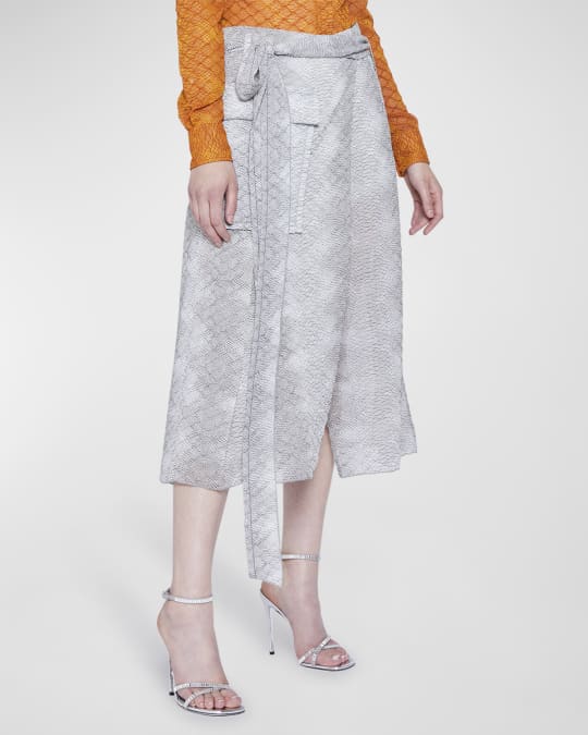 Victoria Beckham Snakeskin Print Midi Wrap Trench Skirt Neiman Marcus