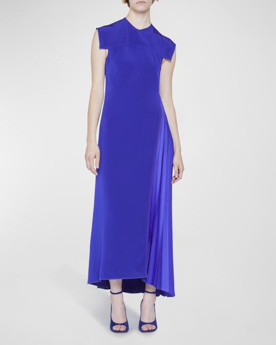 Cap Sleeve Midi Dress w Pleated Detail