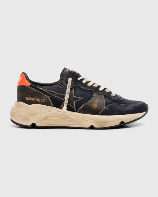 Men s Running Sole Textile Leather Sneakers