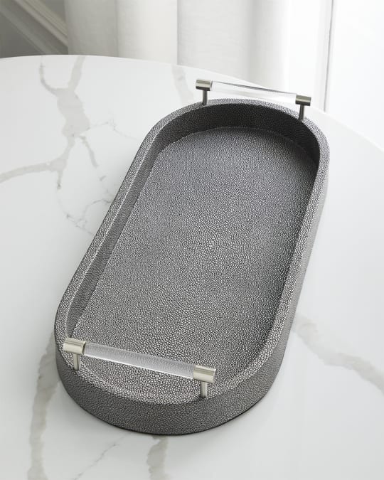 Oval Faux Shagreen Tray