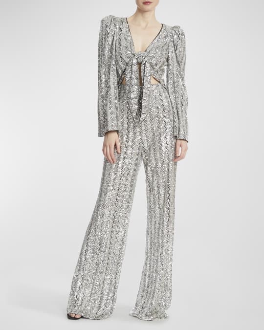 One33 Social Cutout Wide-Leg Sequin Jumpsuit | Neiman Marcus