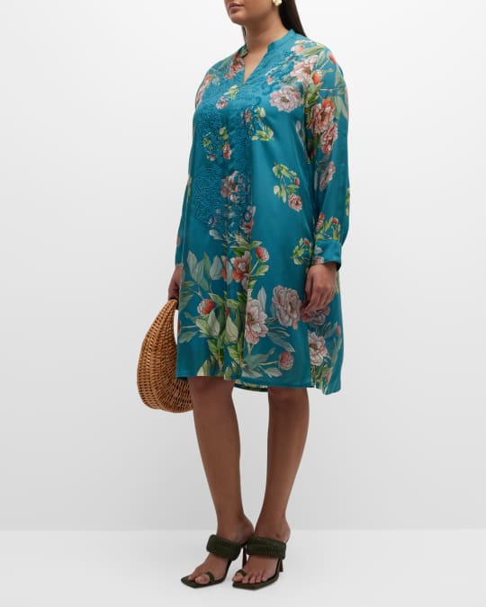 Johnny Was Plus Size Romano Floral Print Eyelet Dress Neiman Marcus