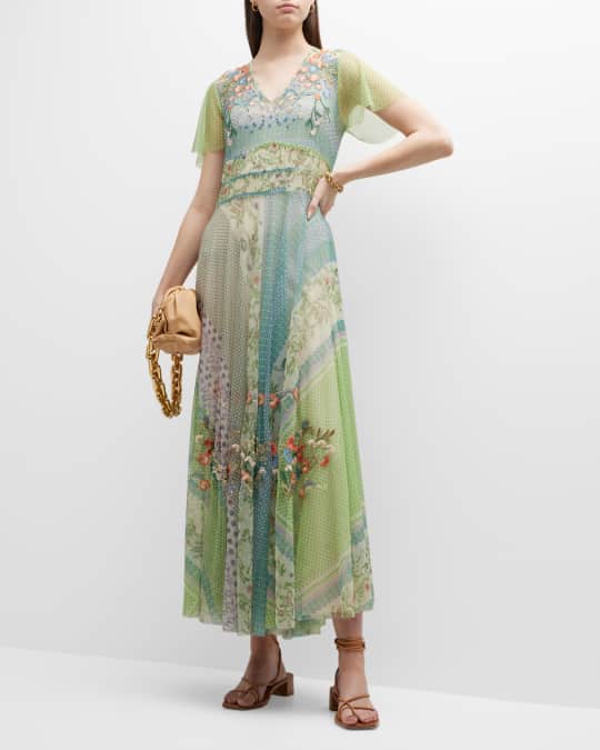 Johnny Was Winx Embroidered Patchwork Print Mesh Dress Neiman Marcus