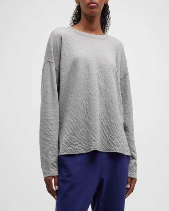 Eileen Fisher Double Layered Drop Shoulder Crewneck Top Neiman Marcus