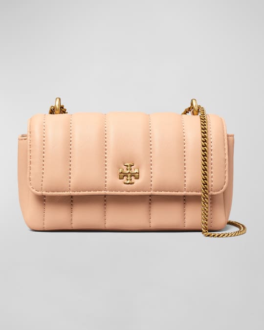 Kira Flap Small Leather Shoulder Bag in Neutrals - Tory Burch